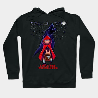 Little Red Riding Hood with Wolf at Moon Night Hoodie